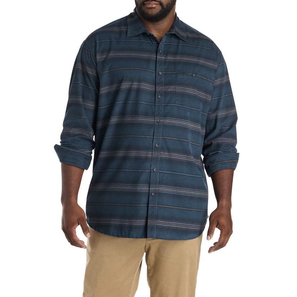 O'Neill Men's Caruso Midnight Navy Stripe Cord Long Slv Shirt Size XXL